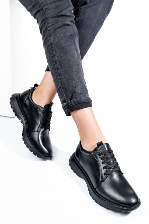 Pantofi sport negri piele naturala 241613np