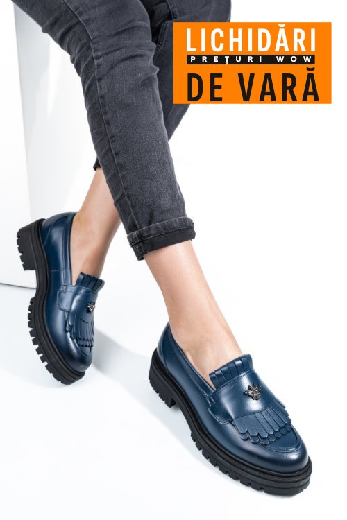 Mocasini bleumarin piele naturala 3s7701