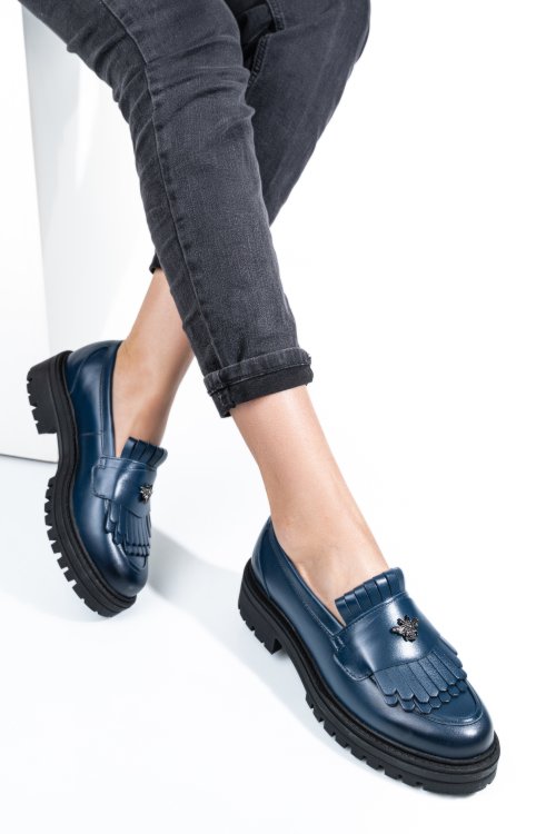Mocasini bleumarin piele naturala 3s7701