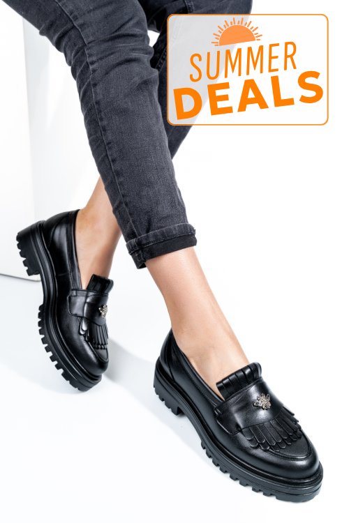 Mocasini negri piele naturala 3s7701