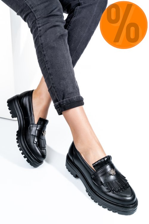 Mocasini negri piele naturala 3s7701