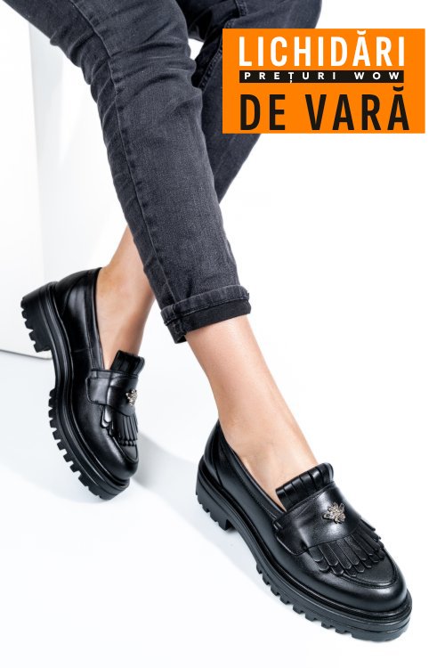 Mocasini negri piele naturala 3s7701