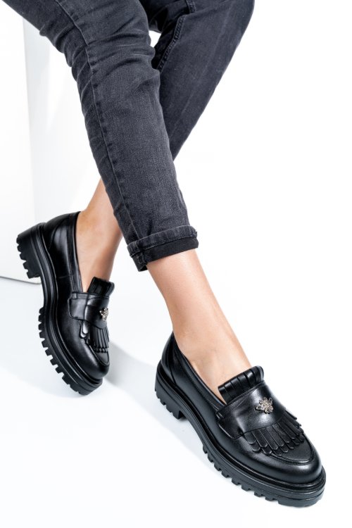 Mocasini negri piele naturala 3s7701