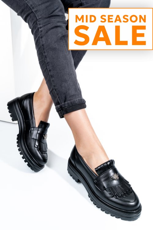 Mocasini negri piele naturala 3s7701