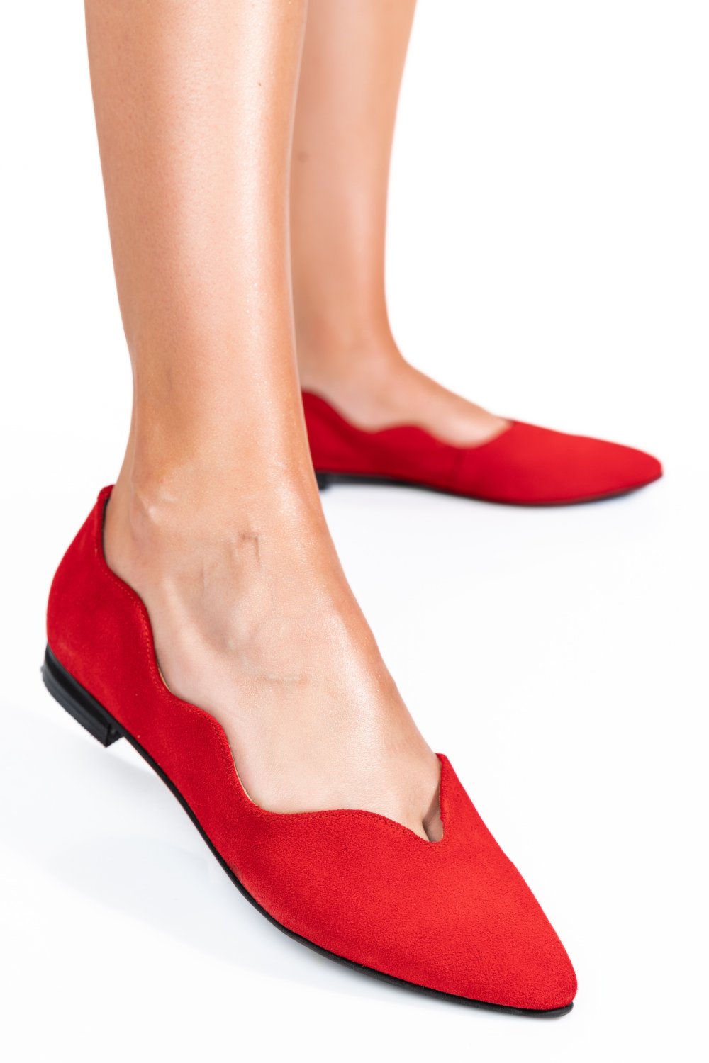BALERINI ROSII PIELE NATURALA INTOARSA 3S7718