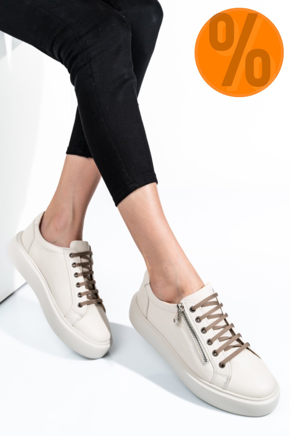 PANTOFI BEJ DESCHIS PIELE NATURALA 2S7741607NP