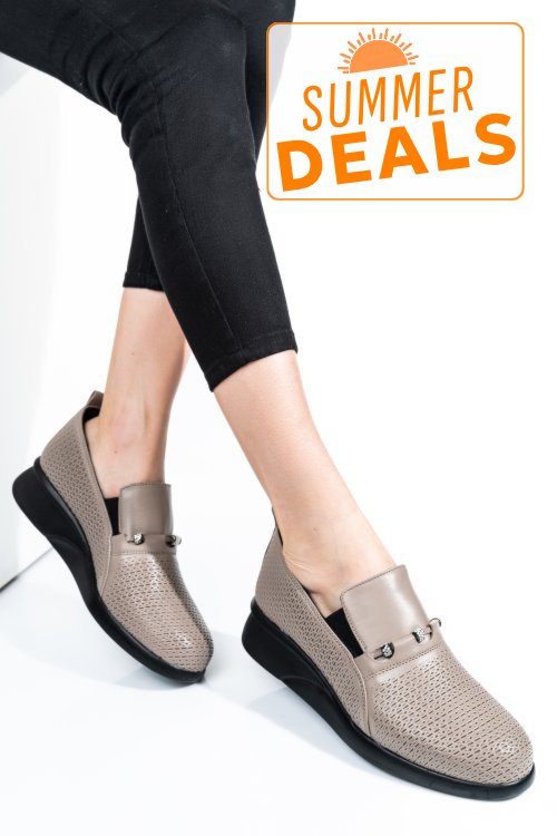 Pantofi gri piele naturala 4s7747