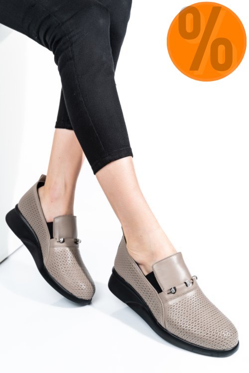 Pantofi gri piele naturala 4s7747