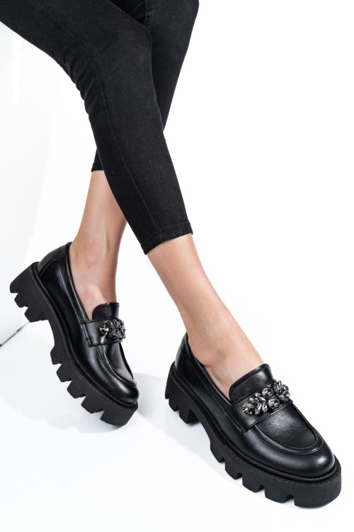 Mocasini negri piele naturala 3s7799