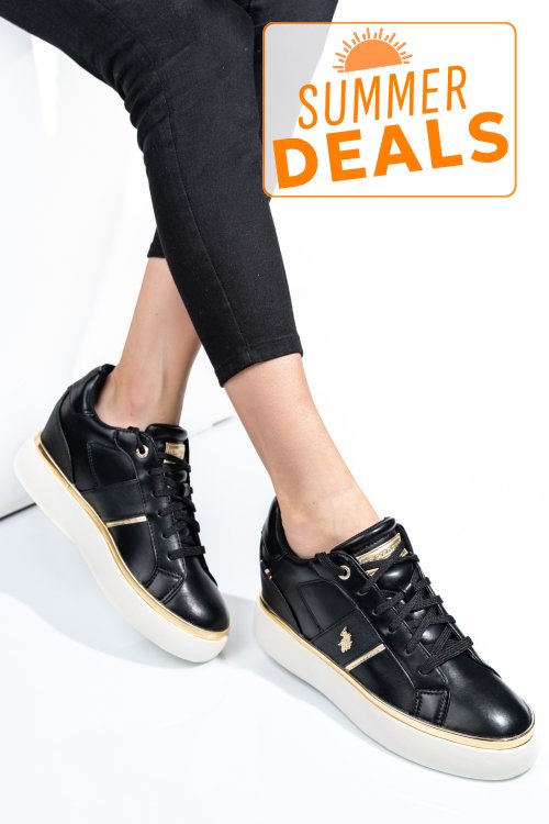 U.s. polo assn, sneakers dama black gold angie001