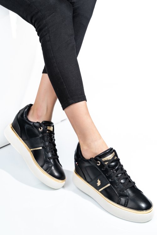 U.s. polo assn, sneakers dama black gold angie001