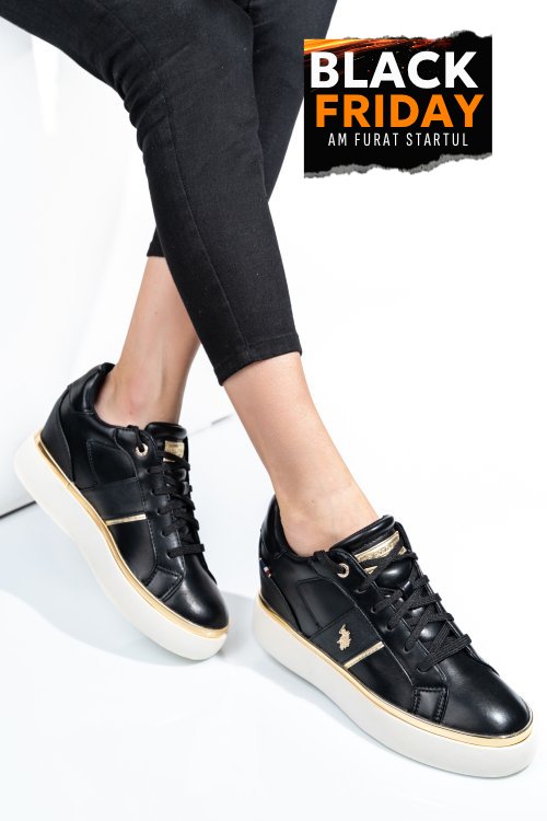 U.s. polo assn, sneakers dama black gold angie001