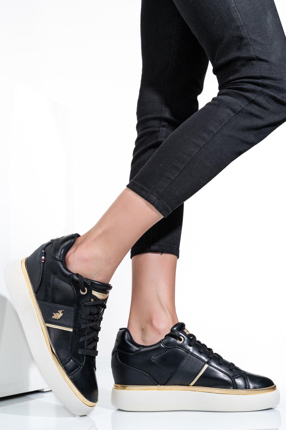 U.S. POLO ASSN, SNEAKERS DAMA BLACK GOLD ANGIE001