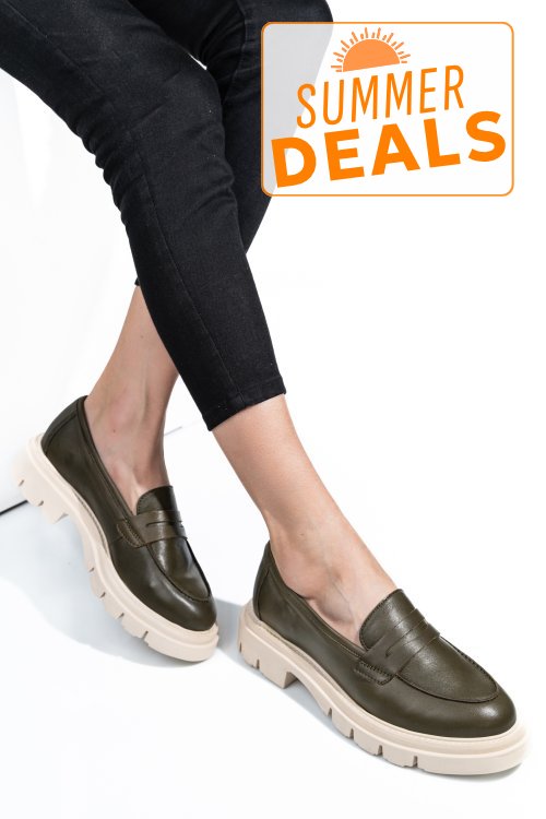Mocasini khaki piele naturala 1s770042