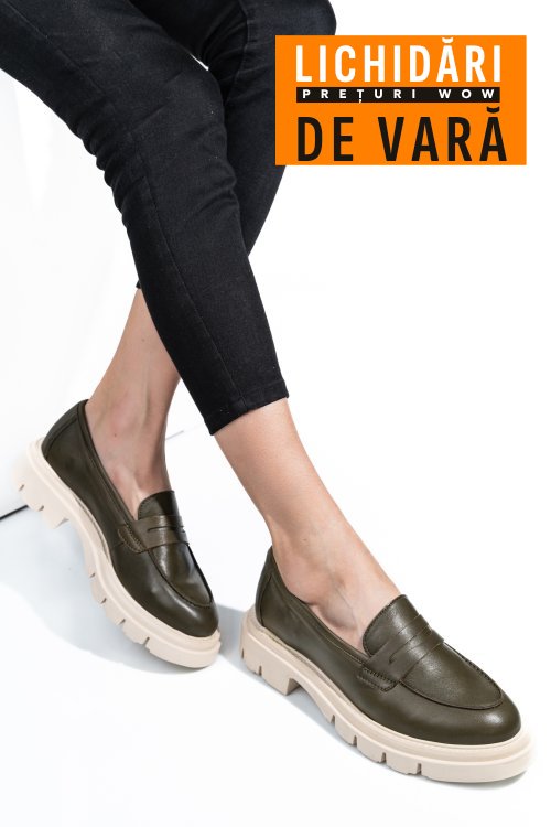 Mocasini khaki piele naturala 1s770042