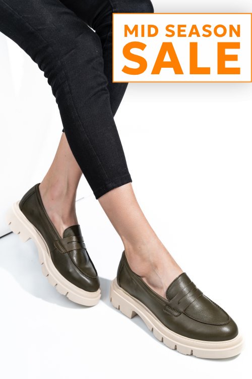 Mocasini khaki piele naturala 1s770042