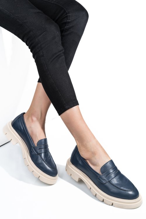 Mocasini dama piele naturala bleumarin 1s770042
