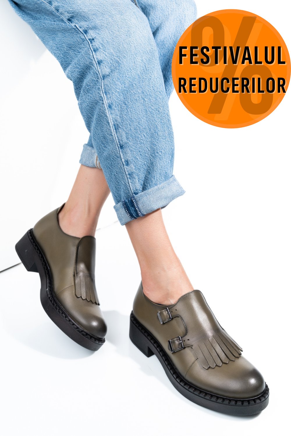 PANTOFI KHAKI PIELE NATURALA 4S7740
