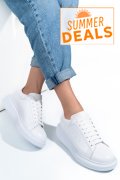 PANTOFI SPORT ALBI PIELE NATURALA 4S7742
