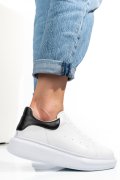 PANTOFI SPORT ALB NEGRU PIELE NATURALA 4S7742