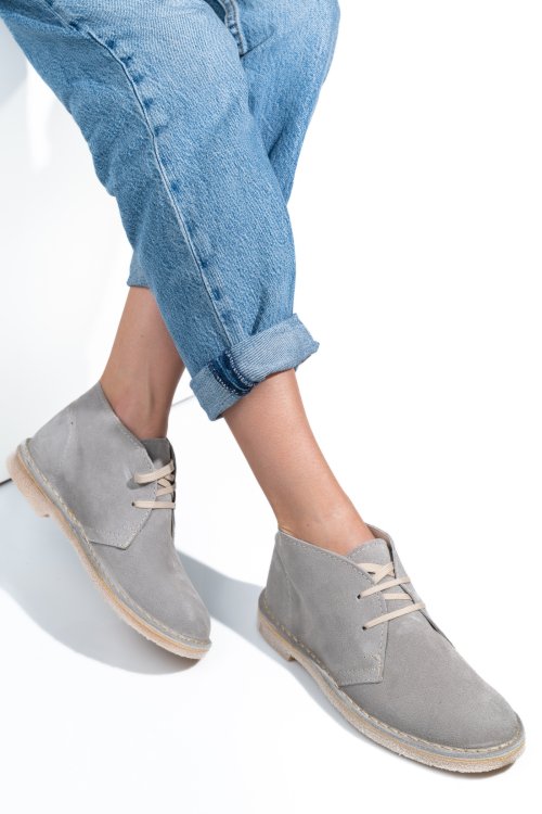 Ghete gri piele naturala intoarsa gs77y5234b