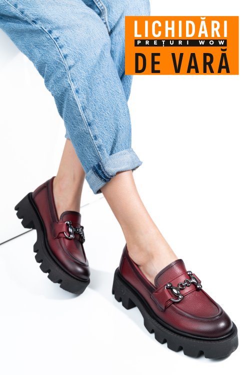 Mocasini wine piele naturala 3s7799b