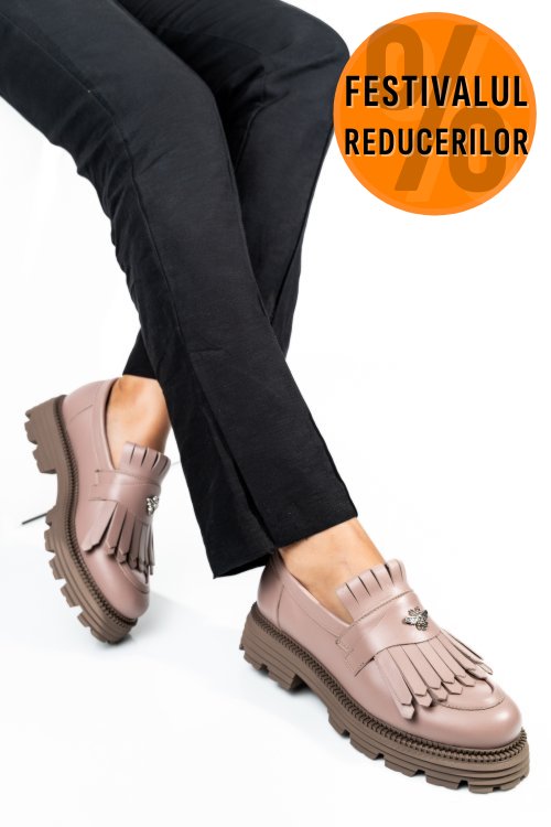 Mocasini dama piele naturala nude 3s7795