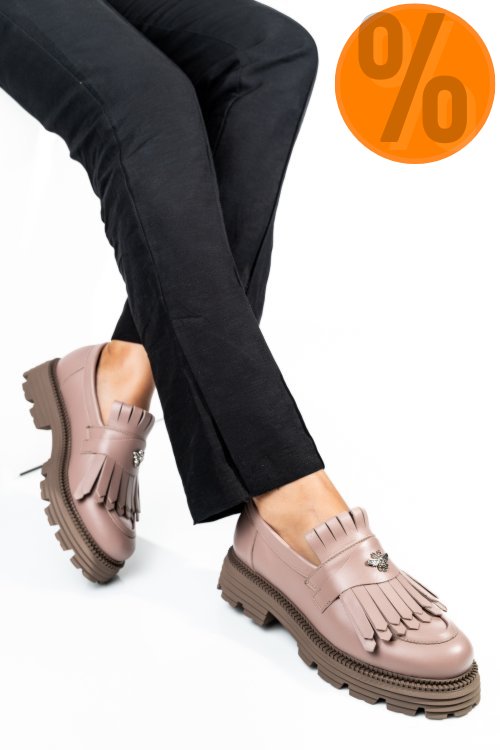 Mocasini dama piele naturala nude 3s7795