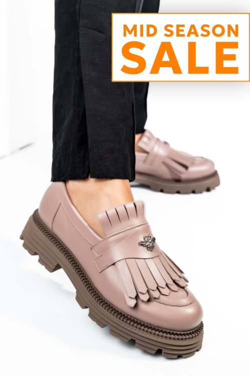 Mocasini dama piele naturala nude 3s7795