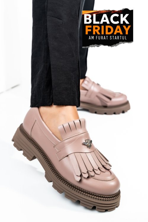 Mocasini dama piele naturala nude 3s7795
