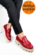 MOCASINI DAMA PIELE NATURALA ROSII TALPA BEJ 3S7795