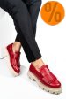 Mocasini dama piele naturala rosii talpa bej 3s7795