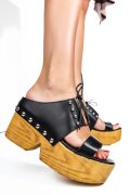 SANDALE NEGRE PIELE NATURALA CLE102901