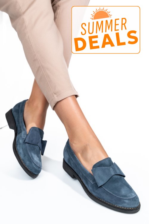 Mocasini bleumarin piele naturala intoarsa 2s77110