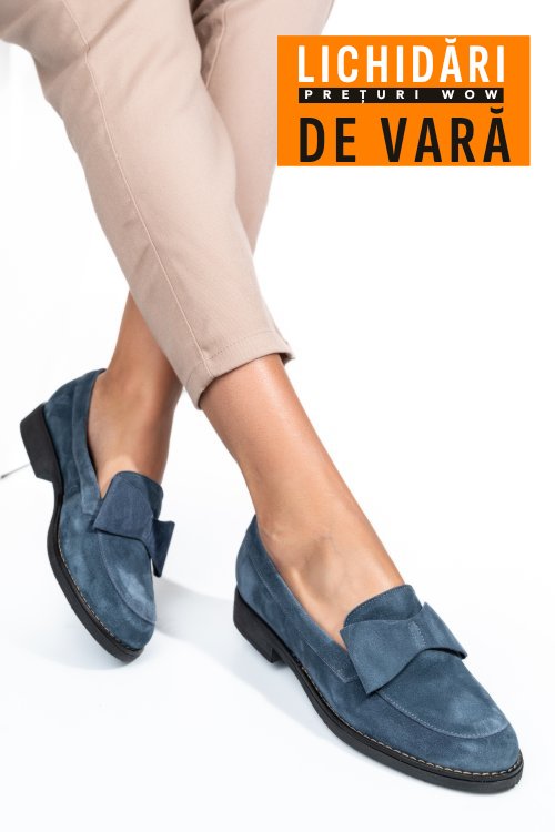 Mocasini bleumarin piele naturala intoarsa 2s77110