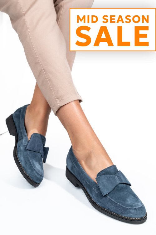 Mocasini bleumarin piele naturala intoarsa 2s77110