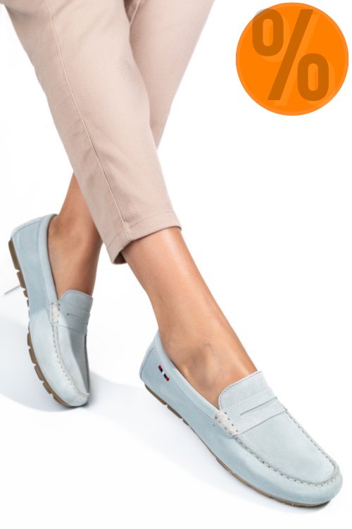 Mocasini bleu piele naturala intoarsa wm424r01