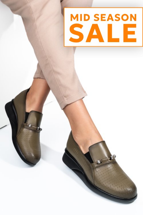 Pantofi verzi piele naturala 4s7747