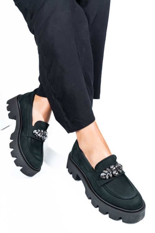 Mocasini negri piele naturala nabuk 3s7799ven