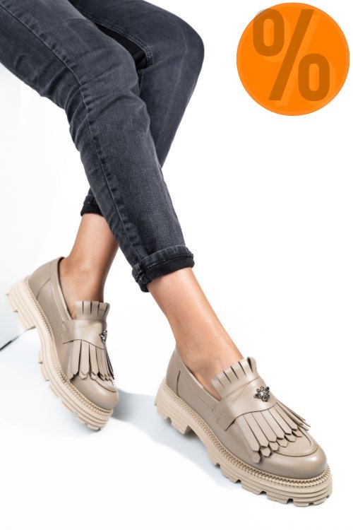Mocasini dama piele naturala bej 3s7795
