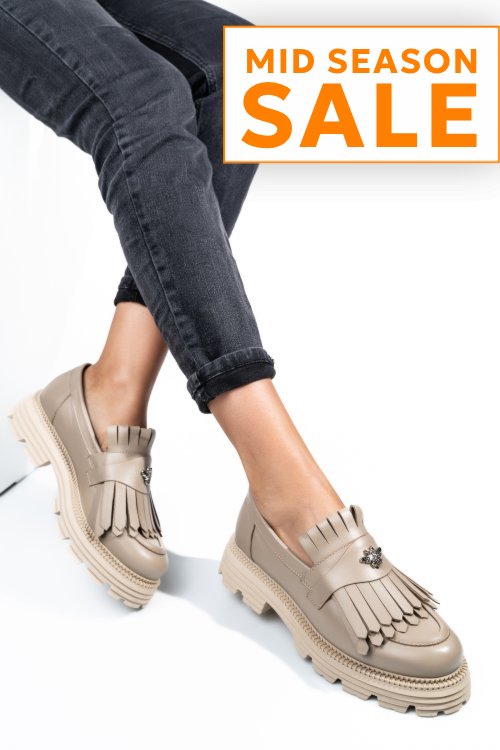 Mocasini dama piele naturala bej 3s7795