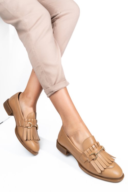 Mocasini bej piele naturala 4s7752