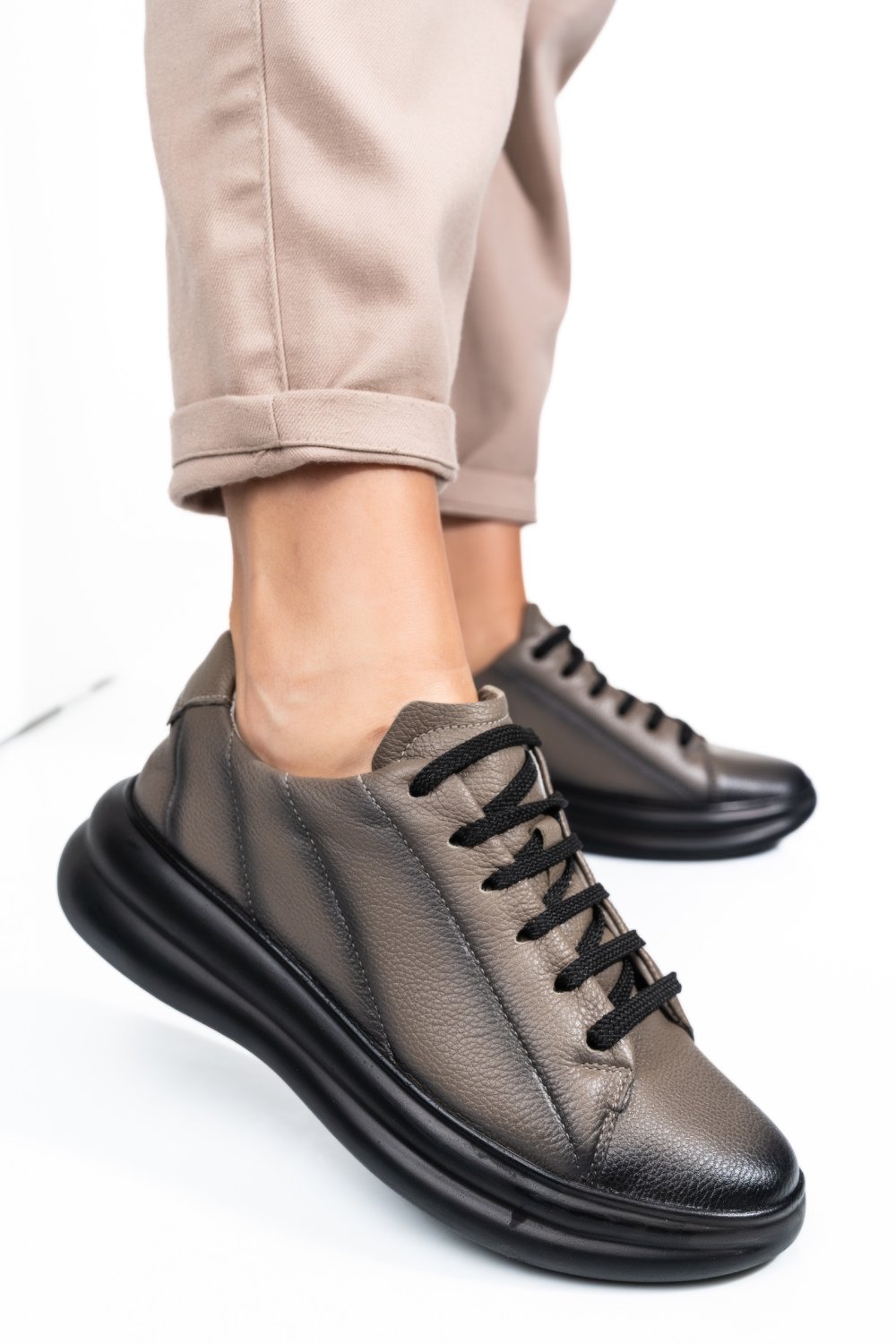 PANTOFI SPORT GRI INCHIS PIELE NATURALA 4S7737