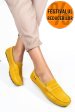 Mocasini galbeni piele naturala intoarsa wm424r01