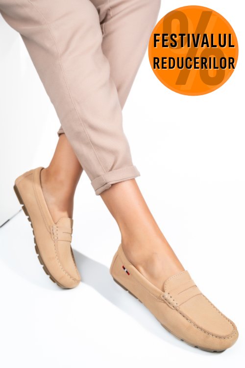 Mocasini camel piele naturala intoarsa wm424r01