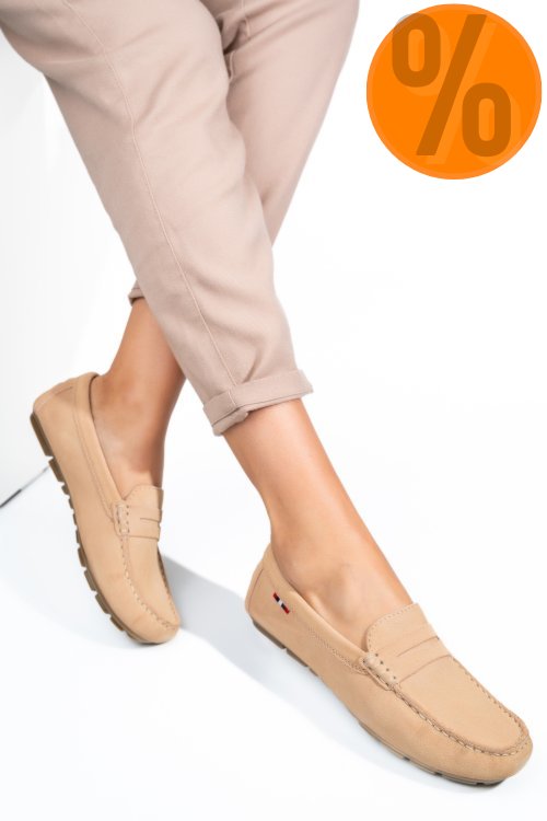 Mocasini camel piele naturala intoarsa wm424r01