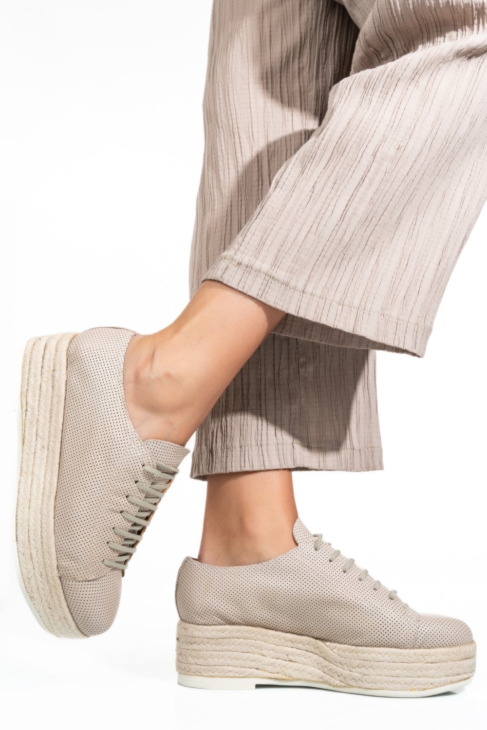 PANTOFI SPORT BEJ PIELE NATURALA AS77RT73