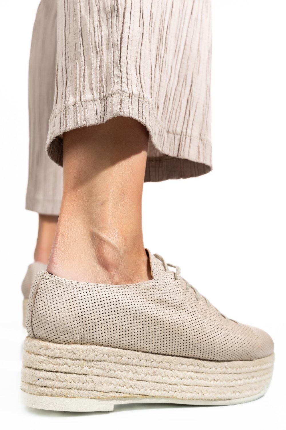 PANTOFI SPORT BEJ PIELE NATURALA AS77RT73
