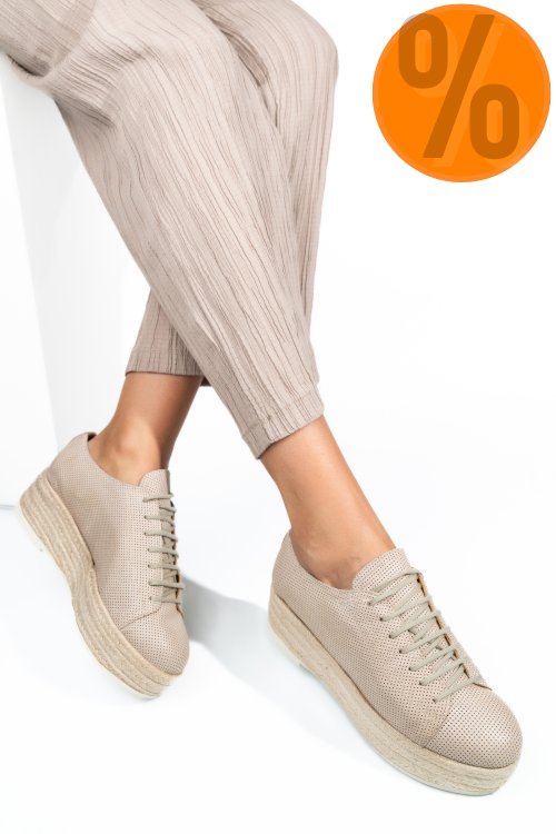 Pantofi sport bej piele naturala as77rt73