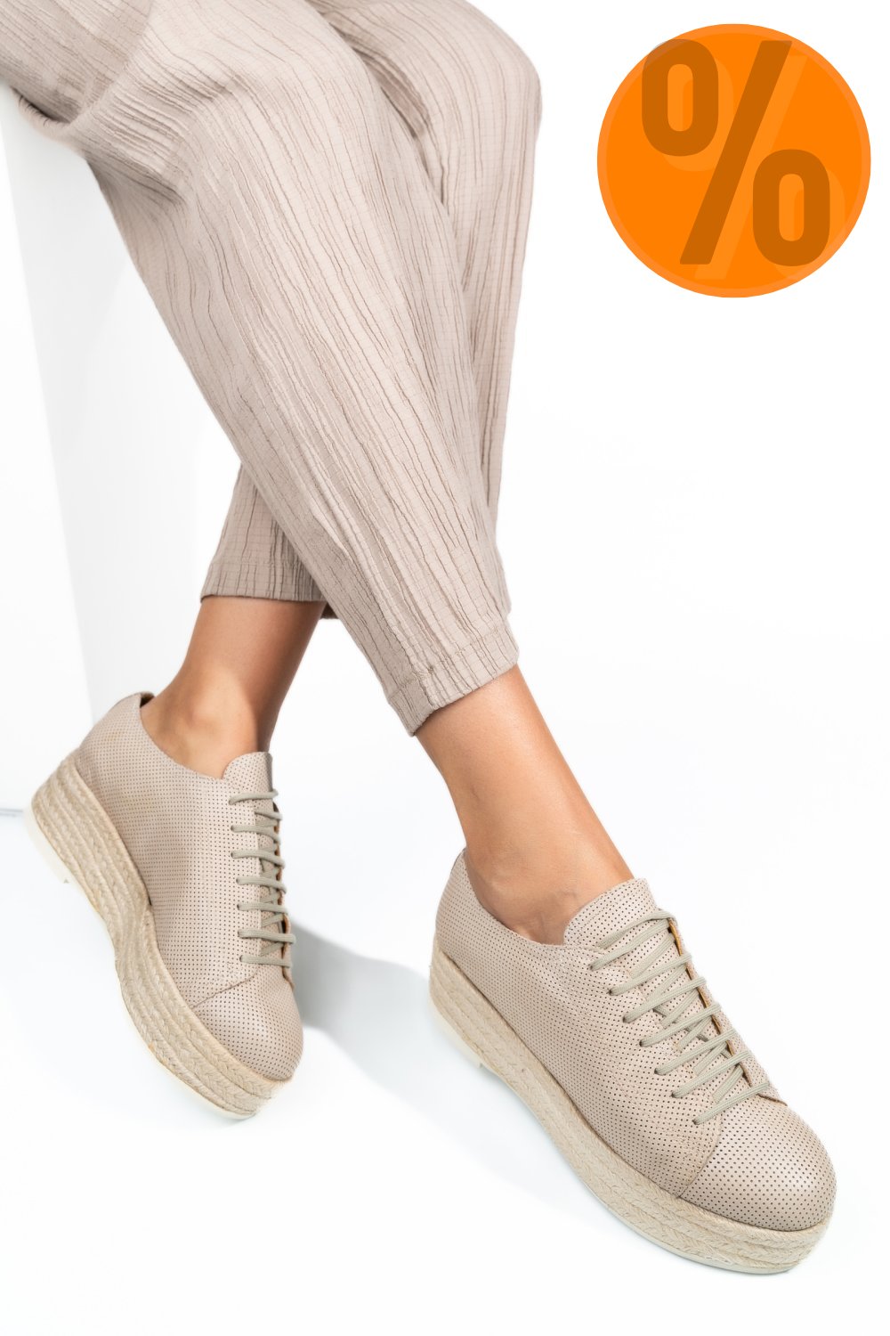 PANTOFI SPORT BEJ PIELE NATURALA AS77RT73